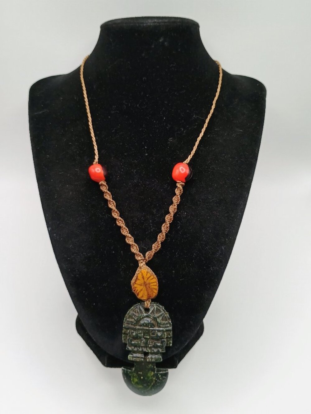 Tumi Necklace Natural Stone Macrame Handmade Peruvian Amulet